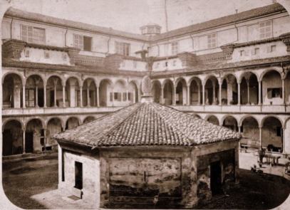 1860 circa - Il “Cortile della Ghiacciaia” dell’Ospedale Maggiore